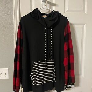 BiBi Black and Red Plaid Hoodie
